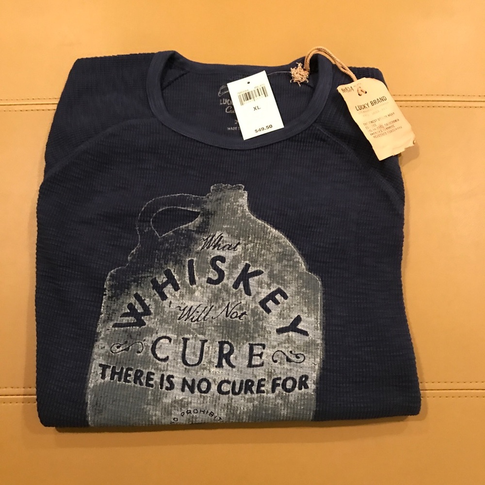 New LUCKY Brand Graphic Thermal XL L/S Shirt Blue